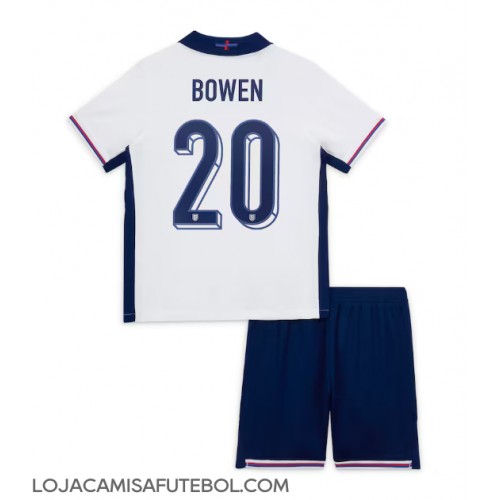 Camisa de Futebol Inglaterra Jarrod Bowen #20 Equipamento Principal Infantil Europeu 2024 Manga Curta (+ Calças curtas)